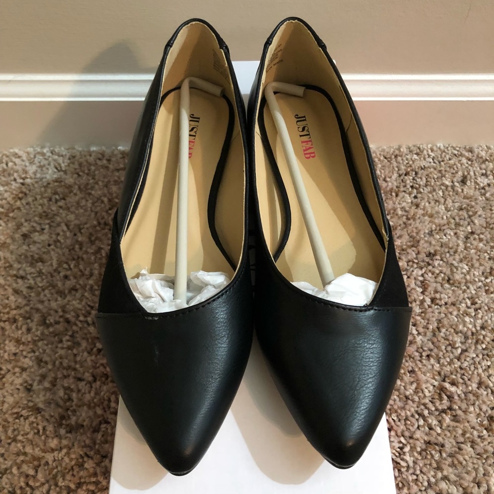 Black Faux Leather and Velvet Flat - Picture 5 of 6